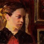 A beautiful young women rendered in Oil by Shirley Quaid