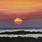 Photo of Pamela Bell's Beautiful Costa Rica Sunset Oil Painting