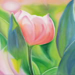 Pamela Bell's oil Painting of Pink Tulip